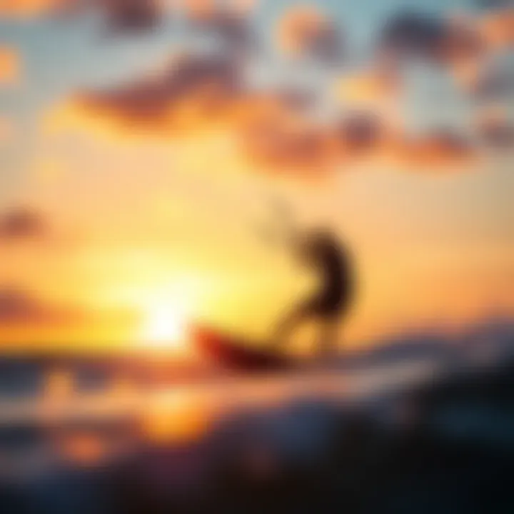 Vibrant kiteboarding culture in Hatteras during sunset