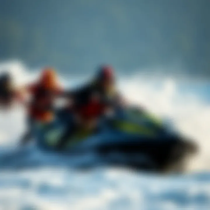 Engagement in Watersports Enthusiasts engaging in various watersport activities