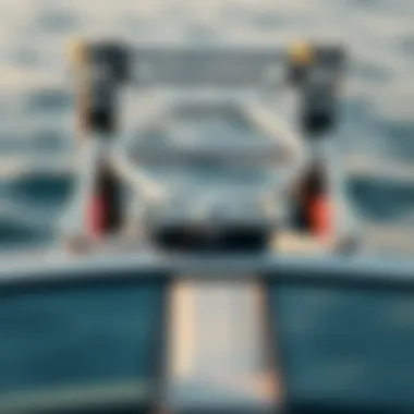 Close-up of a monster boat tower's advanced mounting system