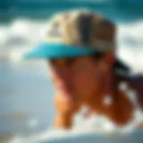 Stylish O'Neill surf hat in action on the beach