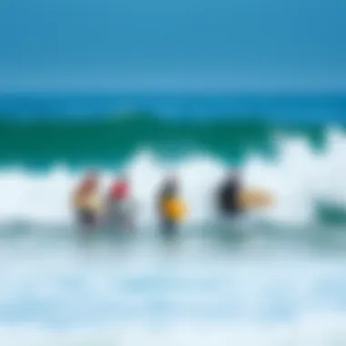 Community of Surfers Embracing the Waves Group of surfers enjoying the waves