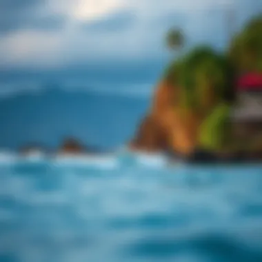 Stunning Panama Coastline Panama coastline with surfers in the water