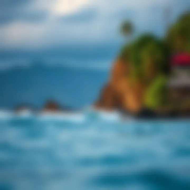 Stunning Panama Coastline Panama coastline with surfers in the water