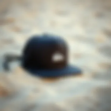 Stylish Quiksilver Hat on a Sandy Beach Stylish Quiksilver hat on a sandy beach