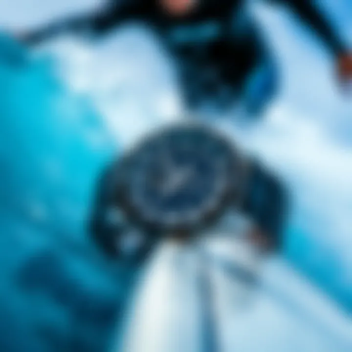 Rip Curl watch in action during a surfing adventure