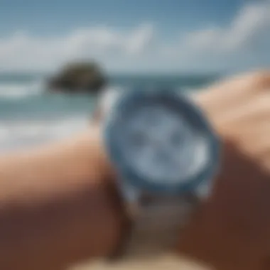 Close-up of unique features of a Rip Curl watch