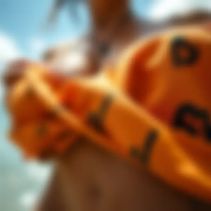 Close-up of Roxy bikini fabric showcasing eco-friendly materials