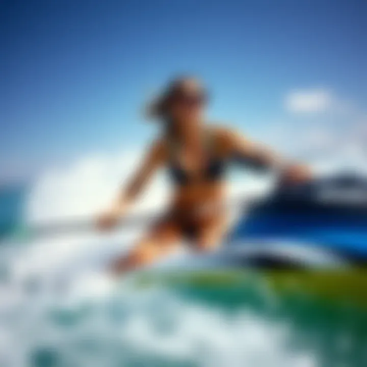 Active woman enjoying water sports in a stylish Roxy bikini