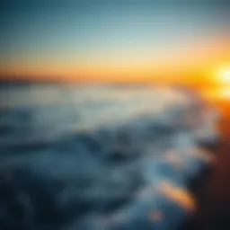 Gentle waves lapping at a secluded beach during sunset