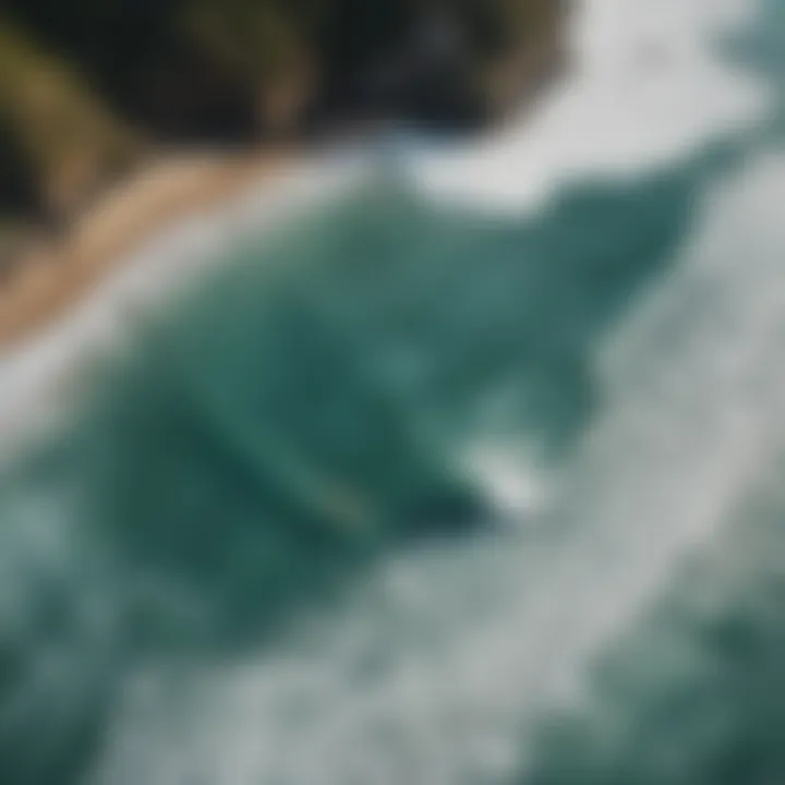 An aerial view showcasing picturesque surf spots and their surrounding landscapes