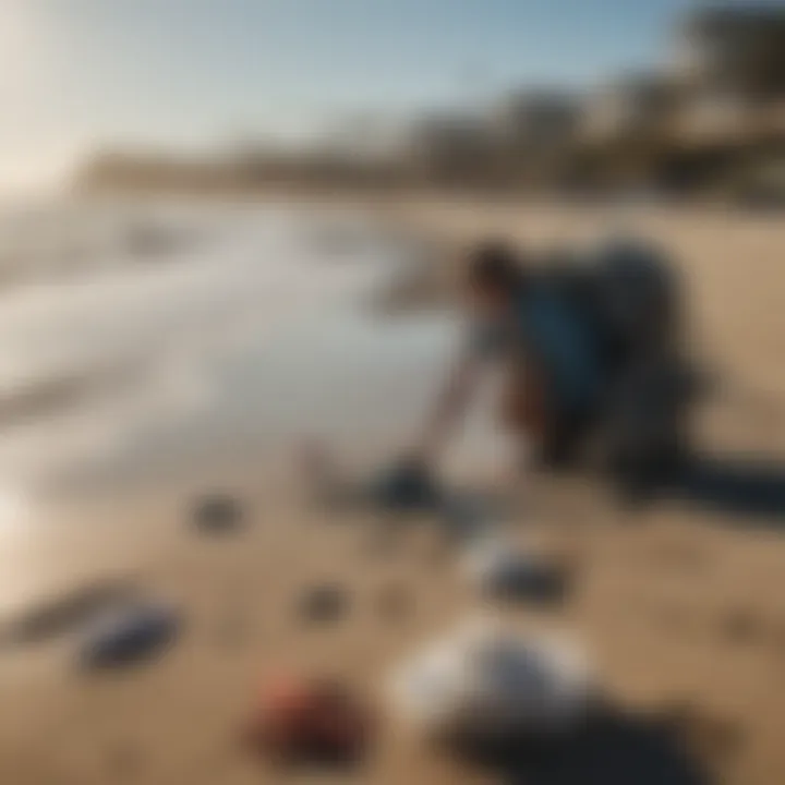 An eco-conscious beach cleanup event, emphasizing the importance of environmental stewardship among ocean enthusiasts.