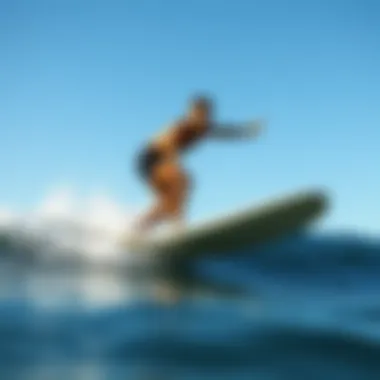 Surfer demonstrating balance achieved through effective grip