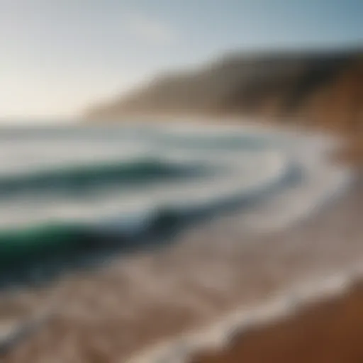 Stunning coastline of Morocco with surfers riding the waves