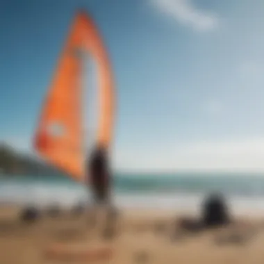 A watersports enthusiast preparing their gear for a day of kite flying