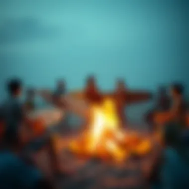 Local surfers gathered at a beach bonfire