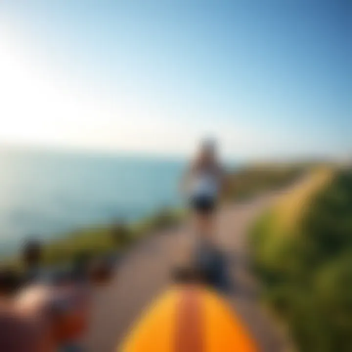 Scenic view of longboarding along a coastal path