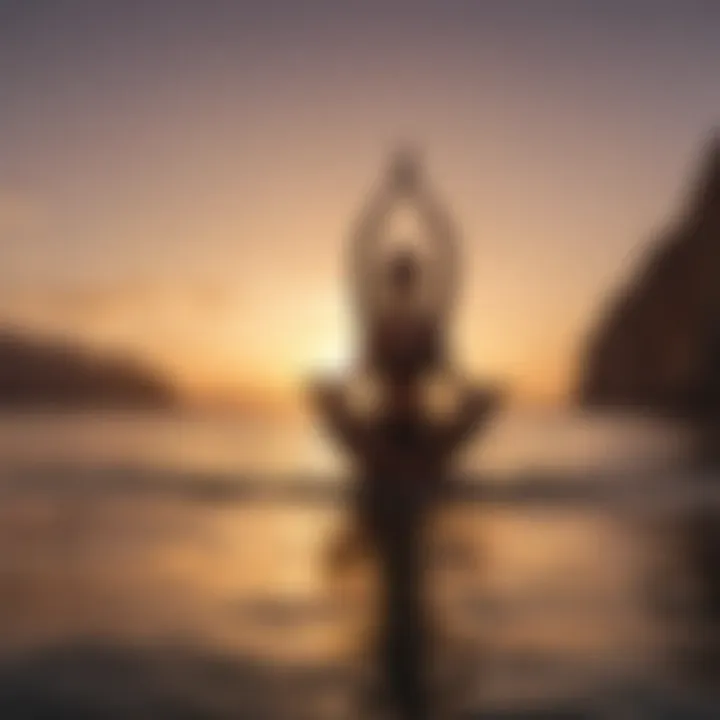 An individual practicing boat pose at sunset, symbolizing core strength and concentration