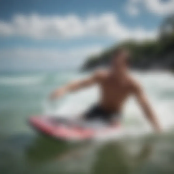 An expert demonstrating advanced boogie boarding techniques in water