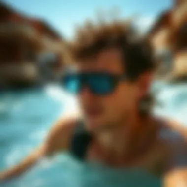 Engaging in Watersports with Unsinkable Glasses A person enjoying watersports with unsinkable glasses