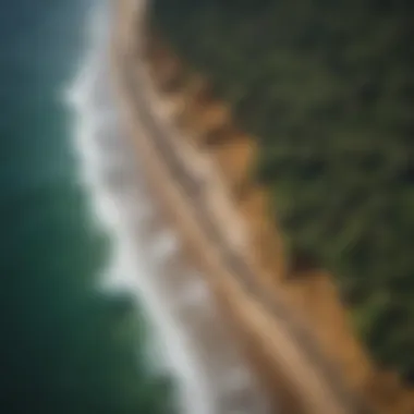 Aerial view of coastal erosion highlighting the impact of habitat destruction.