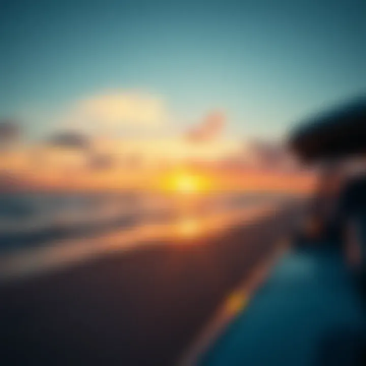 A breathtaking sunset over a serene saltwater beach