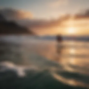 An engaging shot of surfers enjoying the waves at sunset