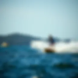 A dynamic boog skim scene with a rider gliding across the water