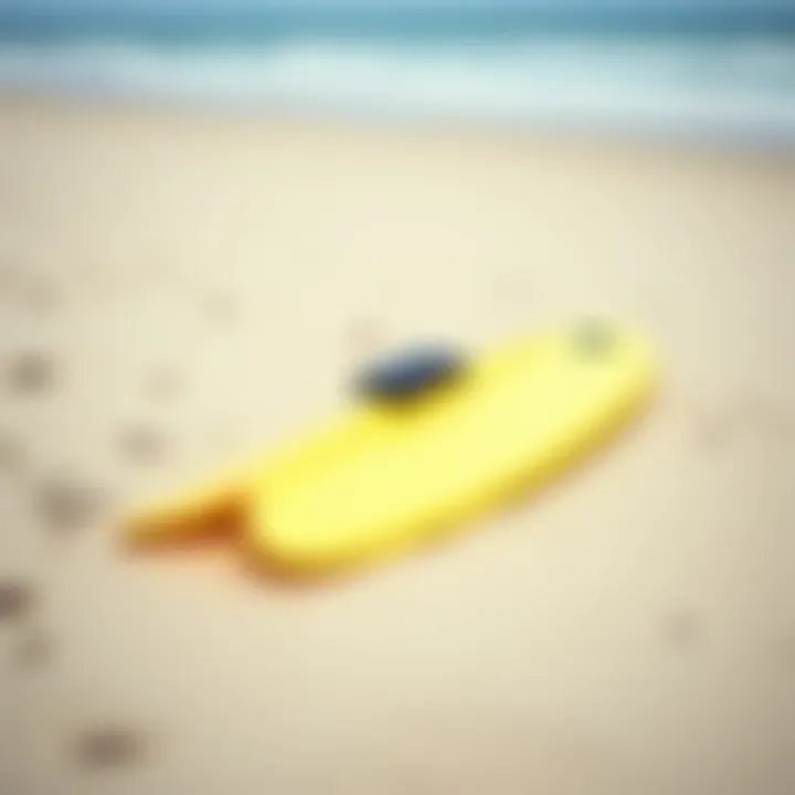 Essential boog skim equipment laid out on the beach