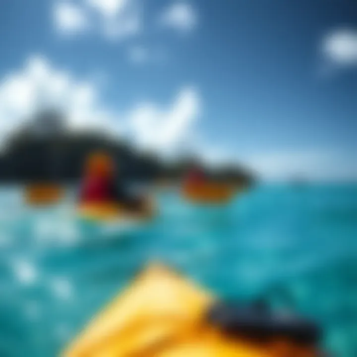 Kayakers navigating the calm waters of the reef