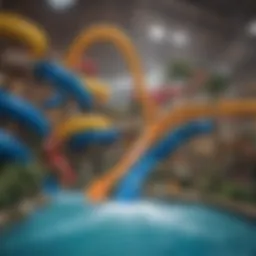 Vibrant indoor water park with slides and pools