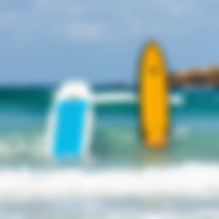 Comparison of inflatable surf mat and traditional surfboards