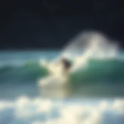 Surfer riding a wave with athletic grace