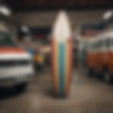 Innovations in Surfboard Design and Vans Footwear Innovative surfboards alongside Vans shoes