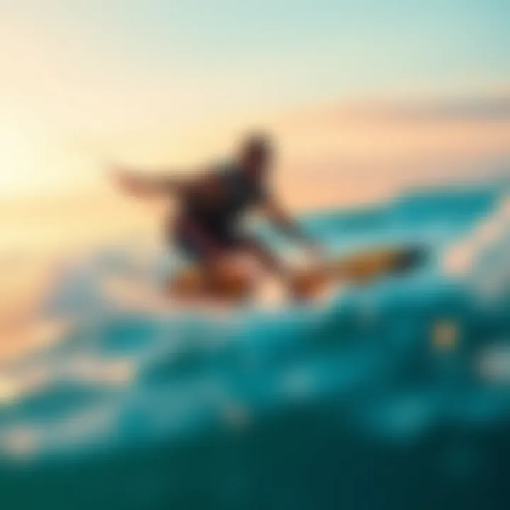 A dynamic scene of a rider enjoying the thrill of jet body boarding on ocean waves.