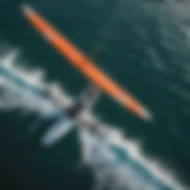 Elevate Your Experience: A Bird's Eye View of Wing Foiling Aerial view of a wing foiling session