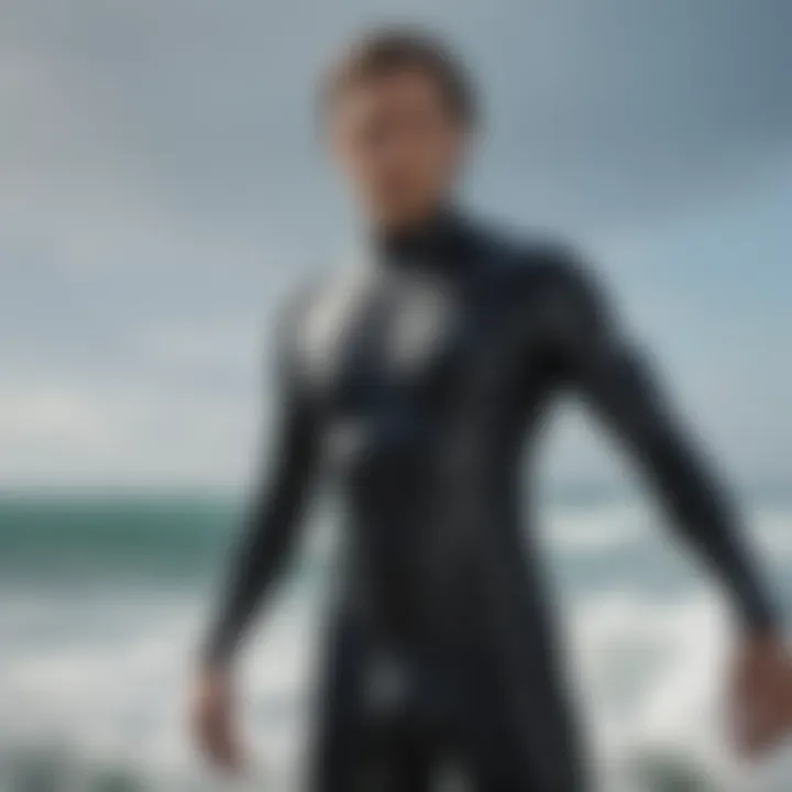 Close-up of the performance features of the wetsuit