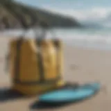 Patagonia Ultralight Tote on a beach with surfboards