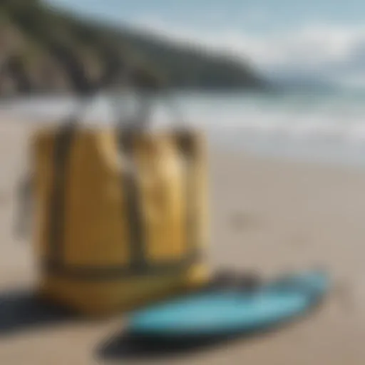 Patagonia Ultralight Tote on a beach with surfboards