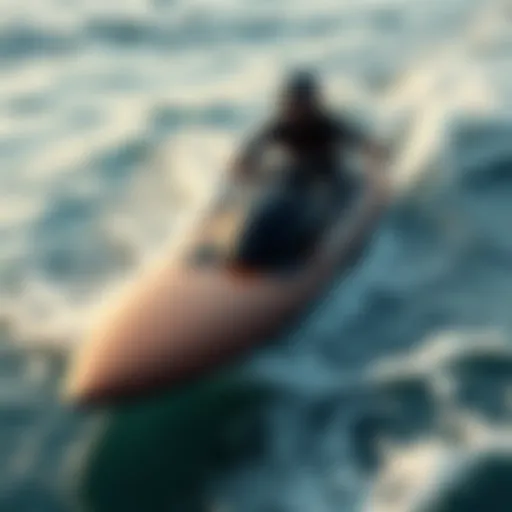 A Motorized Surfboard in Action A sleek motorized surfboard gliding over ocean waves