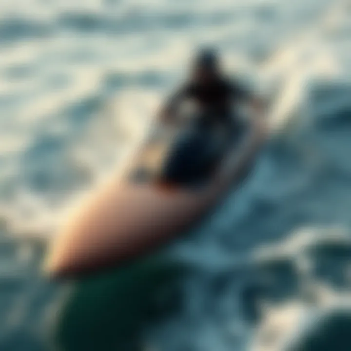 A Motorized Surfboard in Action A sleek motorized surfboard gliding over ocean waves