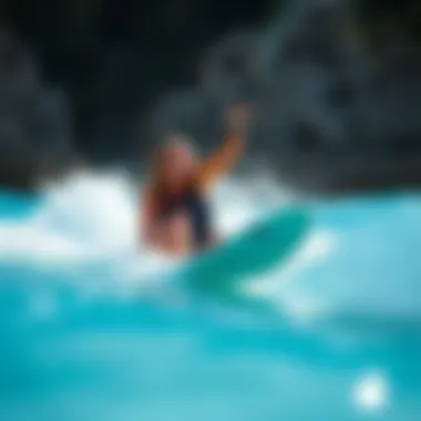 Performance in Action: Reef Cushion Vista Hi Black A person enjoying water sports while wearing the Reef Cushion Vista Hi Black, highlighting its performance