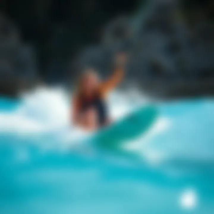 Performance in Action: Reef Cushion Vista Hi Black A person enjoying water sports while wearing the Reef Cushion Vista Hi Black, highlighting its performance