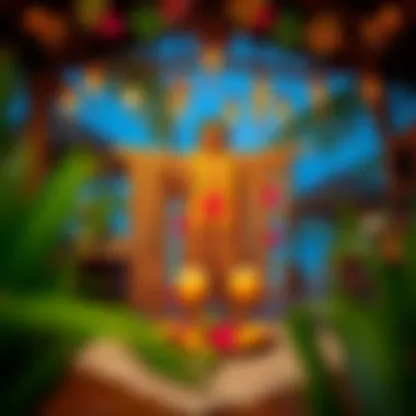 Vibrant Luau Setup A vibrant luau setup showcasing traditional Hawaiian decor