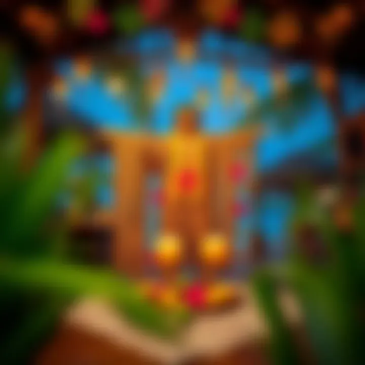 Vibrant Luau Setup A vibrant luau setup showcasing traditional Hawaiian decor