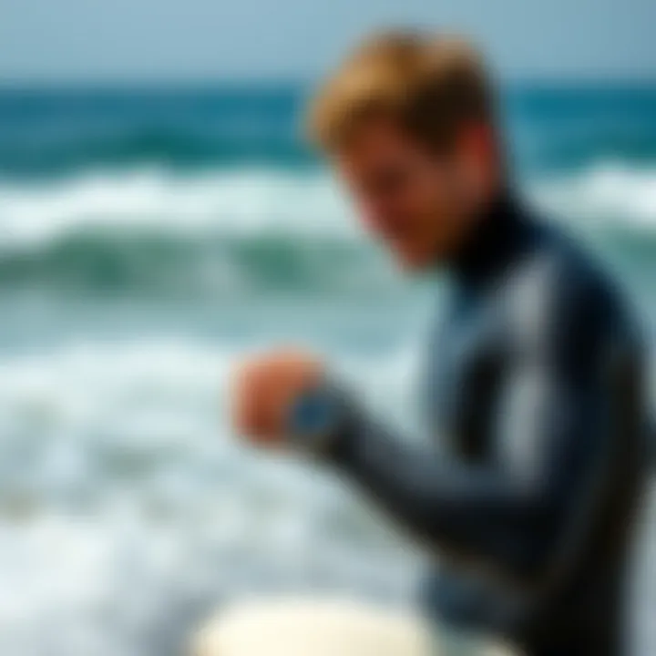 Practical Use of the Rip Curl GPS 2 Watch at the Beach Surfer using the Rip Curl GPS 2 Watch at the beach