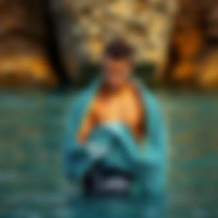 Individual using Billabong changing towel for comfort after swimming