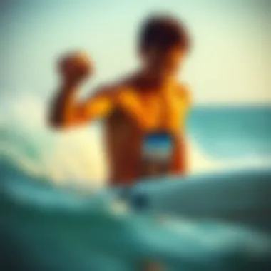 Surfer Utilizing Surf Check App A surfer checking conditions on a mobile app