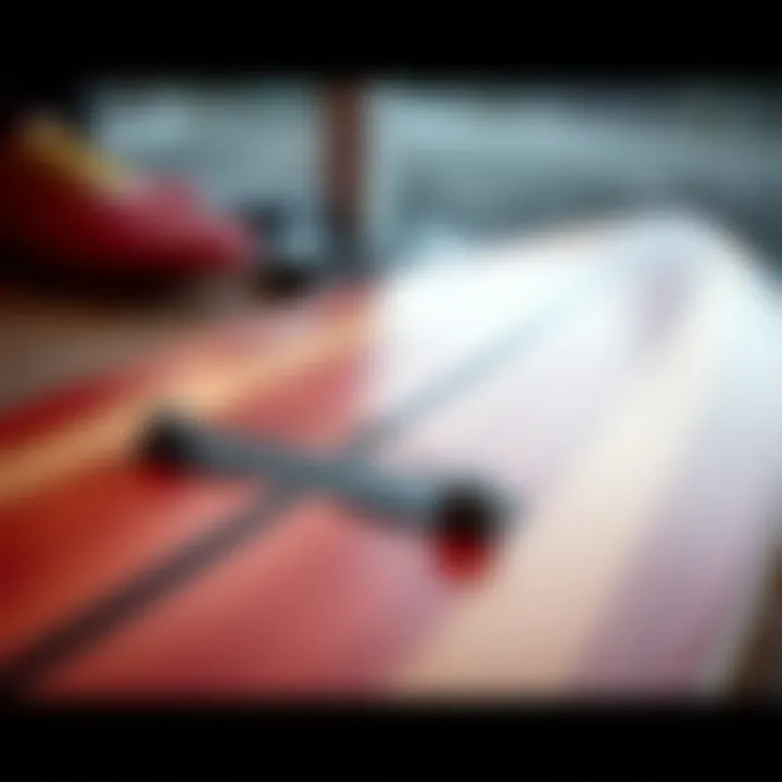 Close-up of a longboard showcasing its sleek design and craftsmanship