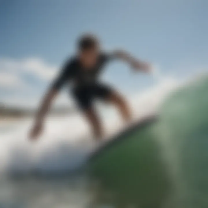 A person riding a boogie board on a wave