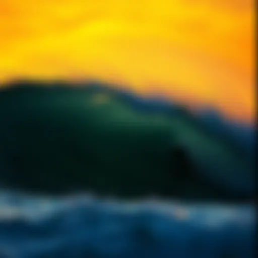 A breathtaking wave breaking at sunset, symbolizing the essence of surfing.